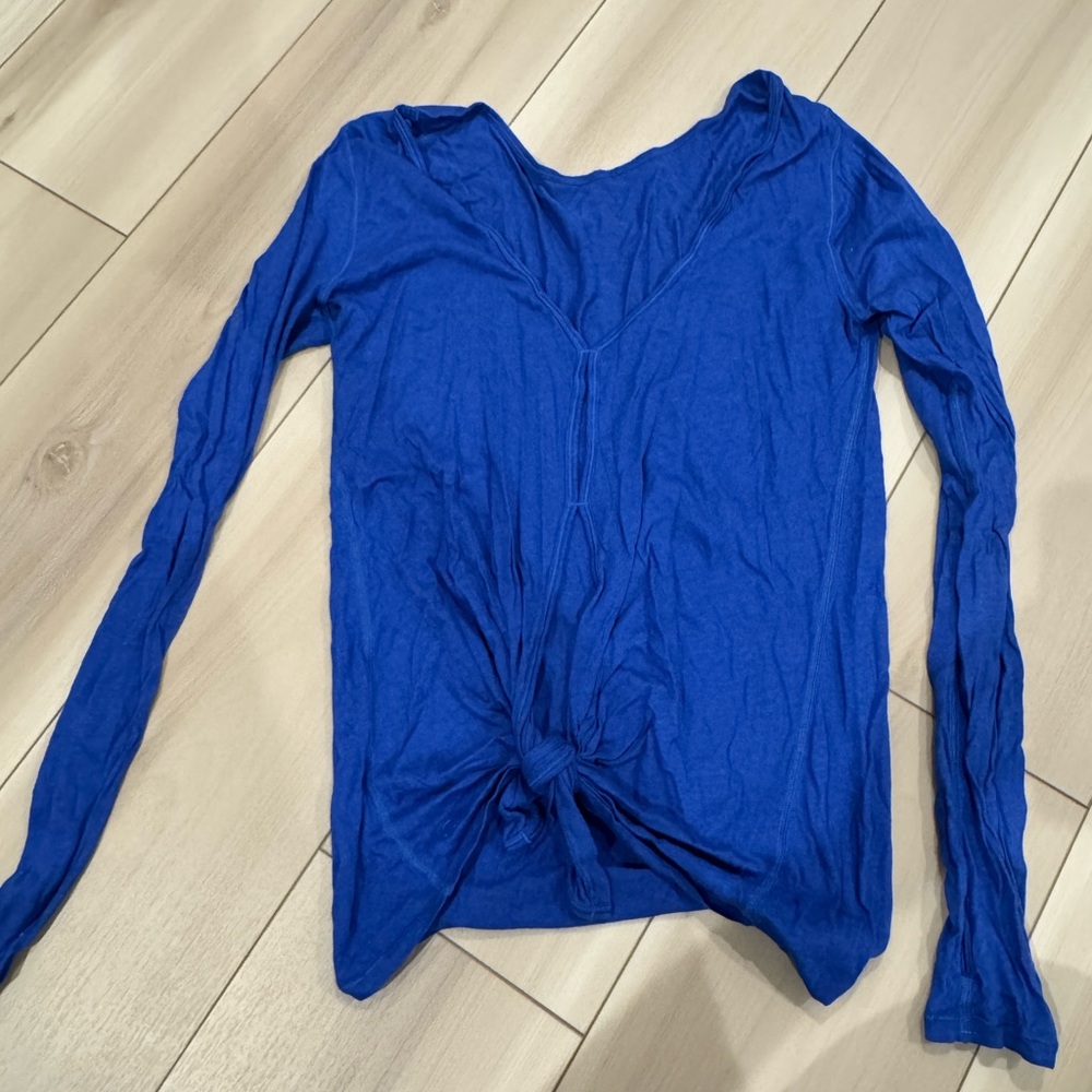 lululemon athletica Vibrant Blue Long Sleeve Top - tie back with open back